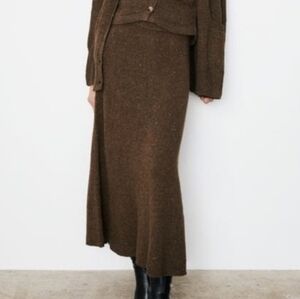 Zara Brown Knit Maxi Skirt